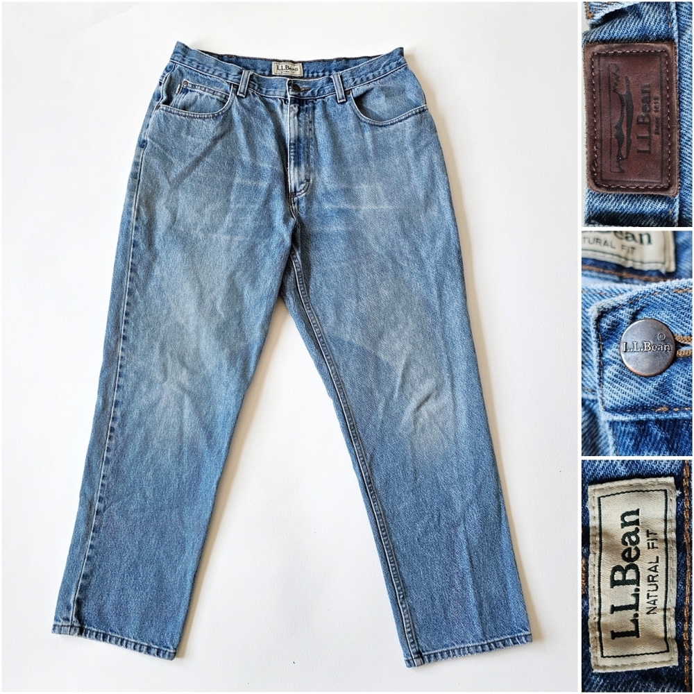 L.L. Bean Natural Fit Jeans Men’s 35x30 Vintage Style Straight Leg Denim